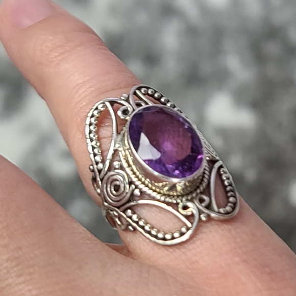 Sterling Silver Purple Amethyst Rustic - Picture 4 of 16